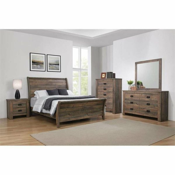 Bedroom Sets |   Coaster Frederick 4-Piece Queen Panel Wood Bedroom Set Weathered Oak Bedroom Bedroom Sets