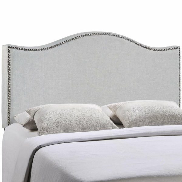 Bedroom Sets |   Curl Full Nailhead Upholstered Fabric Headboard, Sky Gray Bedroom Bedroom Sets