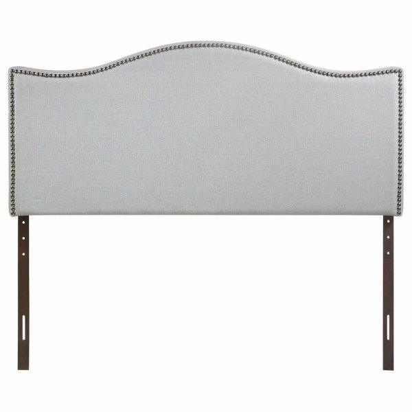 Bedroom Sets |   Curl Full Nailhead Upholstered Fabric Headboard, Sky Gray Bedroom Bedroom Sets