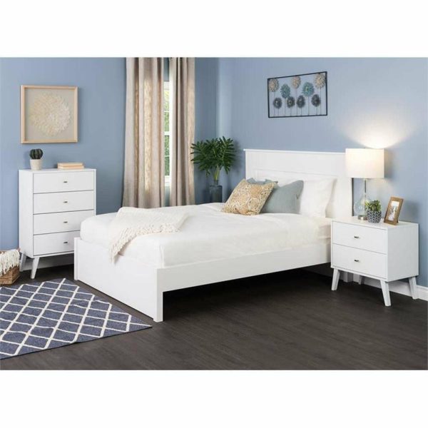 Bedroom Sets |   Home Square 2-Piece Set With Modern 7-Drawer Dresser & 4-Drawer Chest In White Bedroom Bedroom Sets