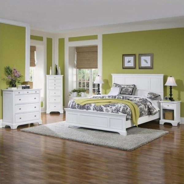 Bedroom Sets |   Homestyles Naples Wood Queen Bed Nightstand And Chest In Off White Bedroom Bedroom Sets