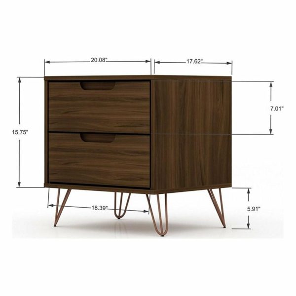 Bedroom Sets |   Manhattan Comfort Rockefeller Wood 5-Drawer Dresser & Nightstand In Brown Bedroom Bedroom Sets