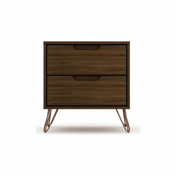 Bedroom Sets |   Manhattan Comfort Rockefeller Wood 5-Drawer Dresser & Nightstand In Brown Bedroom Bedroom Sets