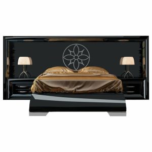 Bedroom Sets |   Md Sophie 45 Special Headboard Bedroom Set, Glossy Black, Queen Bedroom Bedroom Sets