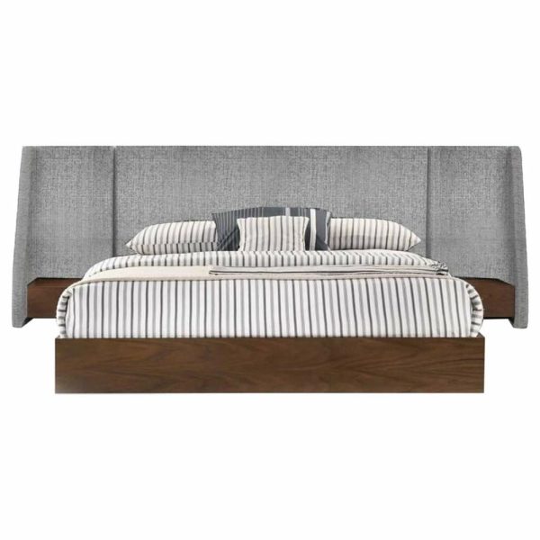 Bedroom Sets |   Modrest Janice Modern Gray And Walnut Bed And Nightstands, Queen Bedroom Bedroom Sets