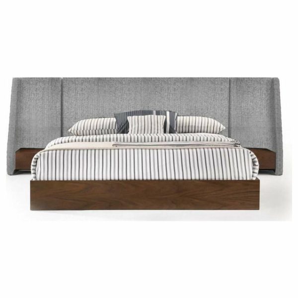 Bedroom Sets |   Modrest Janice Modern Gray And Walnut Bed And Nightstands, Queen Bedroom Bedroom Sets