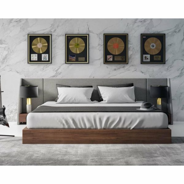 Bedroom Sets |   Modrest Janice Modern Gray And Walnut Bed And Nightstands, Queen Bedroom Bedroom Sets