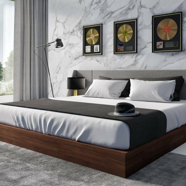 Bedroom Sets |   Modrest Janice Modern Gray And Walnut Bed And Nightstands, Queen Bedroom Bedroom Sets