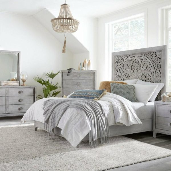 Bedroom Sets |   Modus Boho Chic 6 Pc Cal King Bedroom Set In Washed White Bedroom Bedroom Sets