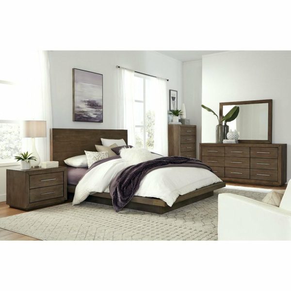 Bedroom Sets |   Modus Melbourne 5 Pc Cal King Panel Bedroom Set W 2 Nightstand In Dark Pine Bedroom Bedroom Sets