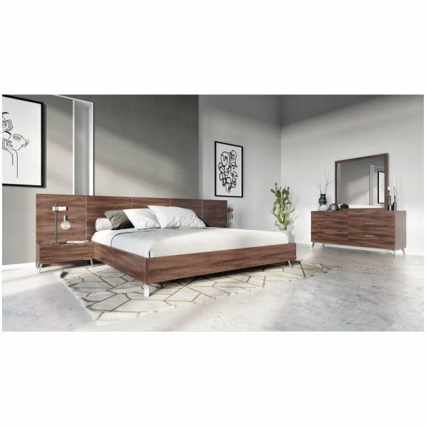 Bedroom Sets |   Nova Domus Brooklyn Italian Modern Walnut Bed Set, Eastern King Bedroom Bedroom Sets