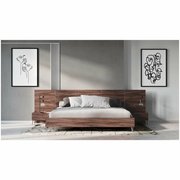 Bedroom Sets |   Nova Domus Brooklyn Italian Modern Walnut Bed Set, Eastern King Bedroom Bedroom Sets