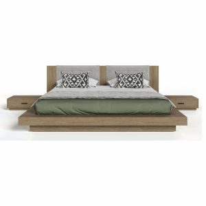 Bedroom Sets |   Nova Domus Dream Walnut And Gray Bed With Two Nightstands, Queen Bedroom Bedroom Sets