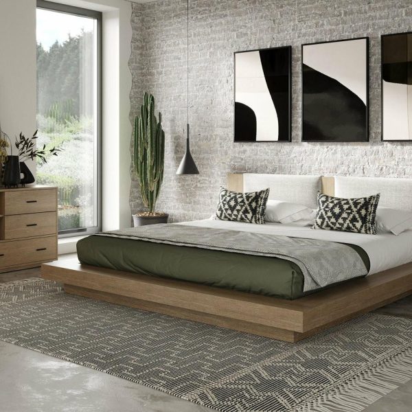 Bedroom Sets |   Nova Domus Dream Walnut And Gray Bed With Two Nightstands, Queen Bedroom Bedroom Sets