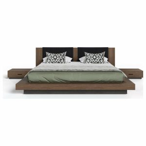 Bedroom Sets |   Nova Domus Fantasia Walnut/Dark Gray Bed And Two Nightstands, Eastern King Bedroom Bedroom Sets