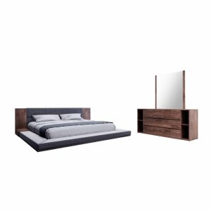 Bedroom Sets |   Nova Domus Jagger Modern Dark Gray And Walnut Bedroom Set, Queen Bedroom Bedroom Sets