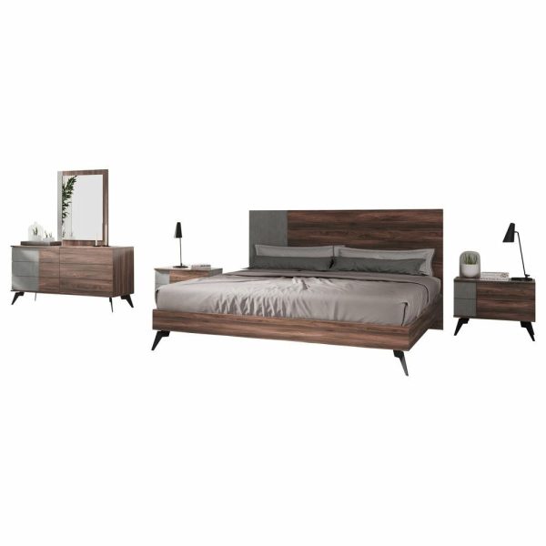 Bedroom Sets |   Nova Domus Palermo Italian Faux Concrete And Noce Bodrum Bedroom Set, Eastern Ki Bedroom Bedroom Sets