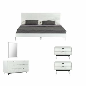 Bedroom Sets |   Nova Domus Valencia Contemporary White Bedroom Set, Queen Bedroom Bedroom Sets