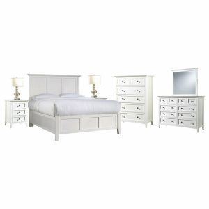 Bedroom Sets |   Pantego 6Pc E King Bed, 2 Nightstand, Dresser, Mirror, Chest In White Bedroom Bedroom Sets