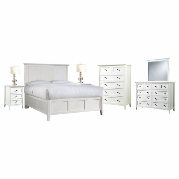 Bedroom Sets |   Pantego 6Pc E King Bed, 2 Nightstand, Dresser, Mirror, Chest In White Bedroom Bedroom Sets