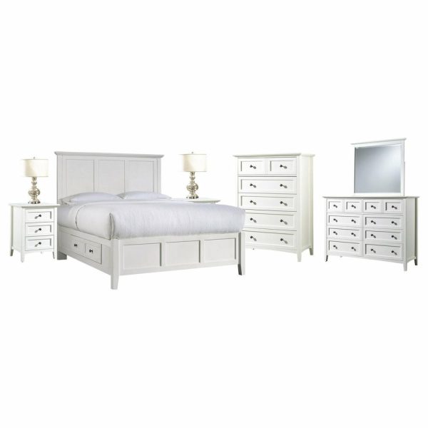 Bedroom Sets |   Pantego 6Pc E King Storage Bed, 2 Nightstand, Dresser, Mirror, Chest White Bedroom Bedroom Sets