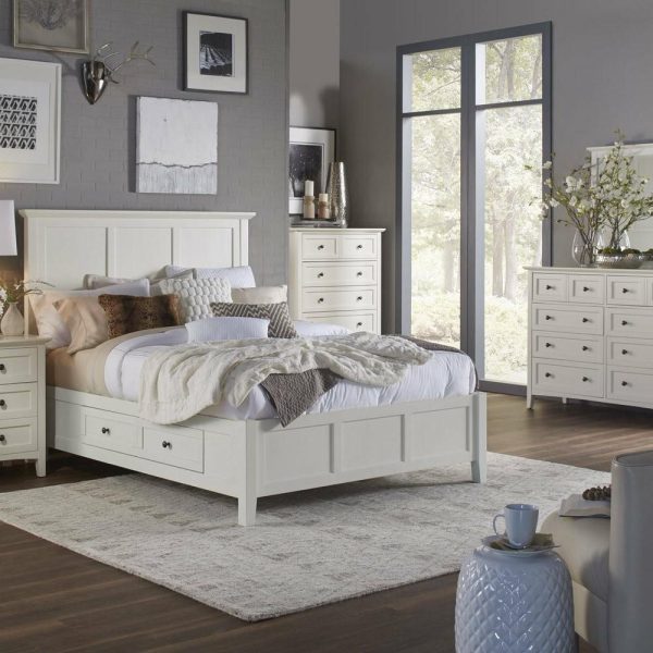 Bedroom Sets |   Pantego 6Pc E King Storage Bed, 2 Nightstand, Dresser, Mirror, Chest White Bedroom Bedroom Sets