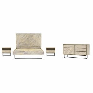 Bedroom Sets |   Peridot 4-Piece King Bedroom Set, Natural Acacia Wood Bedroom Bedroom Sets