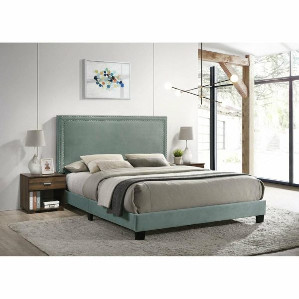 Bedroom Sets |   Picket House Furnishings Emery Upholstered Queen Bed With 2 Nightstands In Green Bedroom Bedroom Sets