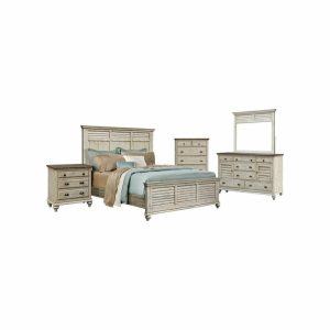 Bedroom Sets |   Sunset Trading Shades Of Sand 5-Piece Wood King Bedroom Set, Cream Puff, Walnut Bedroom Bedroom Sets