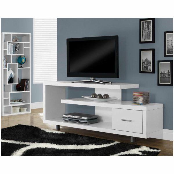 Bedroom Sets |   Tv Stand – 60″L / White With 1 Drawer Bedroom Bedroom Sets