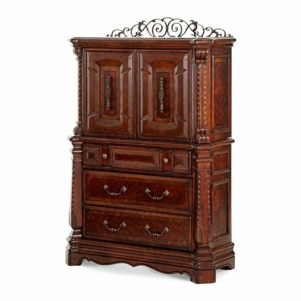 Bedroom Sets |   Windsor Court Mansion Bed Set, Vintage-Style Fruitwood, 5-Piece Set, Queen Bedroom Bedroom Sets