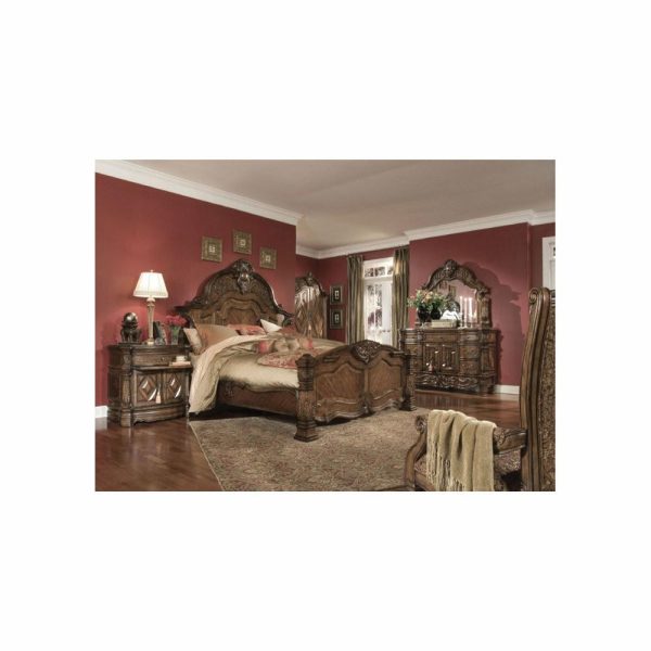 Bedroom Sets |   Windsor Court Mansion Bed Set, Vintage-Style Fruitwood, 5-Piece Set, Queen Bedroom Bedroom Sets