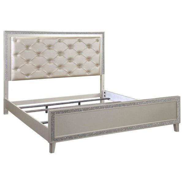 Beds |   Acme Sliverfluff California King Bed, Pu And Champagne Bedroom Beds