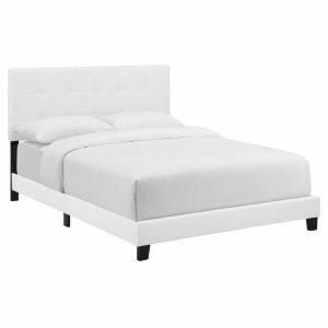 Beds |   Amira Full Upholstered Fabric Bed, White Bedroom Beds