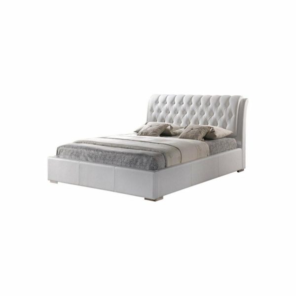 Beds |   Baxton Studio Bianca Modern Bed With Tufted Headboard, White, King Bedroom Beds