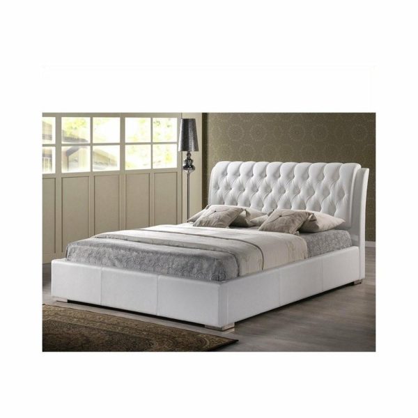 Beds |   Baxton Studio Bianca Modern Bed With Tufted Headboard, White, King Bedroom Beds