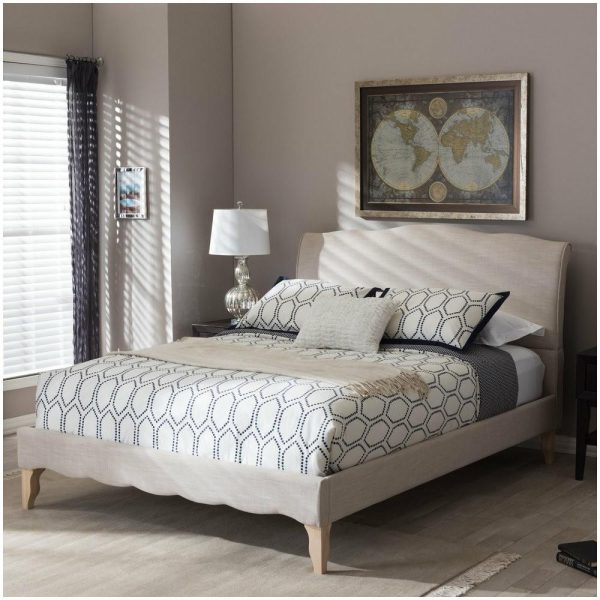 Beds |   Fannie French Classic Linen Fabric Platform Bed, Beige, Full Bedroom Beds