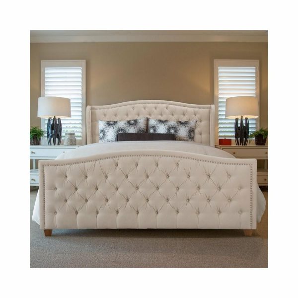 Beds |   Marcella Tufted Wingback King Bed Sky Neutral Bedroom Beds