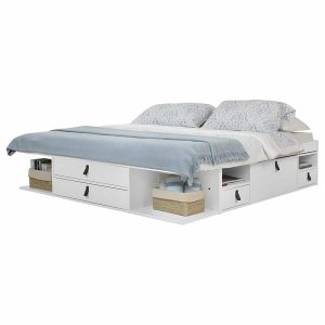 Beds |   Memomad Bali Storage Platform Bed With Drawers (Queen Size, Off White) Bedroom Beds