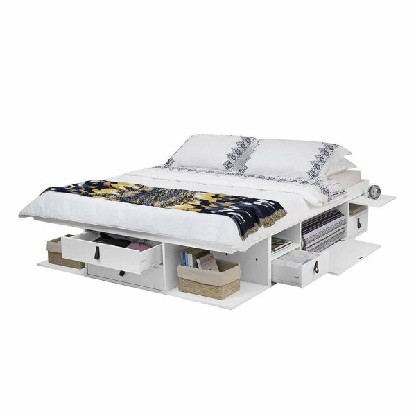 Beds |   Memomad Bali Storage Platform Bed With Drawers (Queen Size, Off White) Bedroom Beds