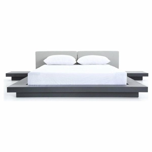 Beds |   Modrest Opal Modern Wenge And Gray Platform Bed, Queen Bedroom Beds