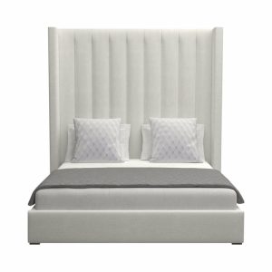 Beds |   Nativa Interiors Aylet Vertical Channel Tufted Bed, Off White, King, High 87″ Bedroom Beds