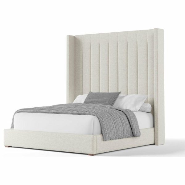 Beds |   Nativa Interiors Aylet Vertical Channel Tufted Bed, Off White, King, High 87″ Bedroom Beds