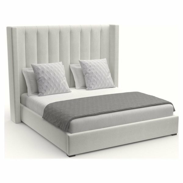 Beds |   Nativa Interiors Aylet Vertical Channel Tufted Bed, Off White, King, High 87″ Bedroom Beds