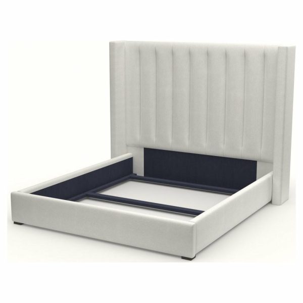 Beds |   Nativa Interiors Aylet Vertical Channel Tufted Bed, Off White, King, High 87″ Bedroom Beds