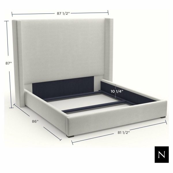 Beds |   Nativa Interiors Aylet Vertical Channel Tufted Bed, Off White, King, High 87″ Bedroom Beds