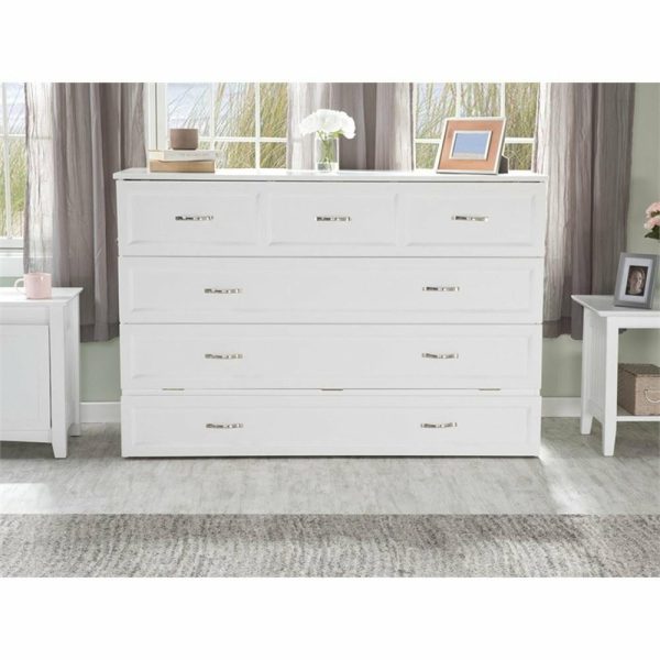 Beds |   Northfield Queen Solid Wood Modern Murphy Bed Chest With Mattress In White Bedroom Beds