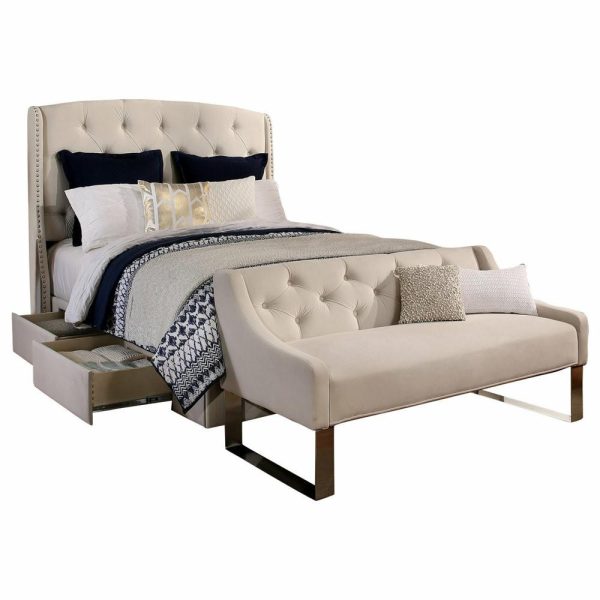 Beds |   Peyton Upholstered Platform Storage Bed, Ivory, Eastern King Bedroom Beds