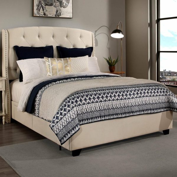 Beds |   Peyton Upholstered Platform Storage Bed, Ivory, Eastern King Bedroom Beds