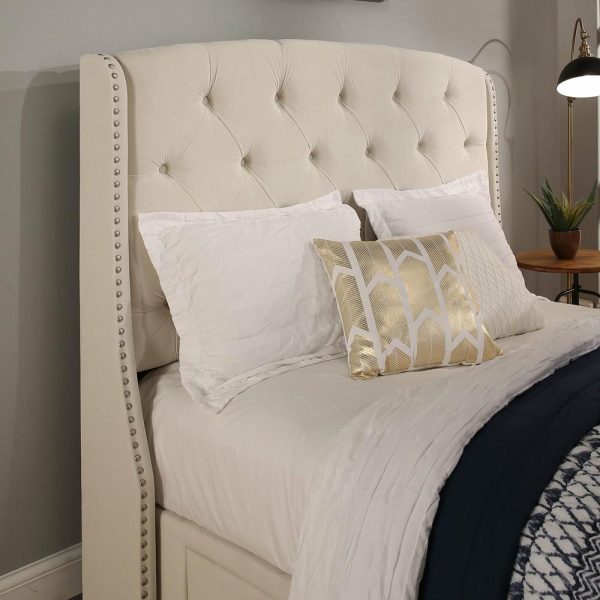 Beds |   Peyton Upholstered Platform Storage Bed, Ivory, Eastern King Bedroom Beds